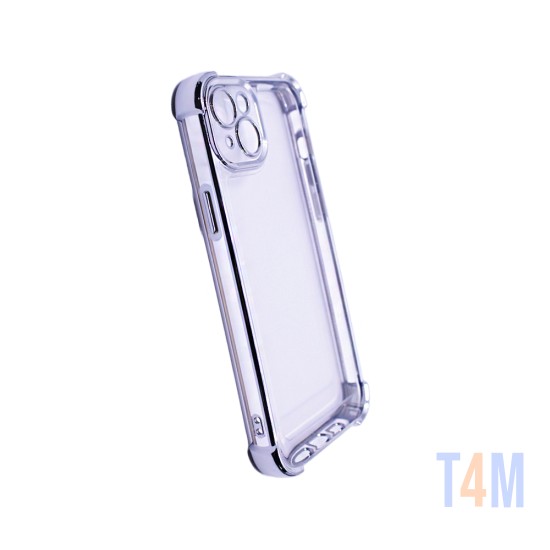 Capa de Silicone Duro com Lente de Câmara Série Q para Apple iPhone 14 Plus Prata